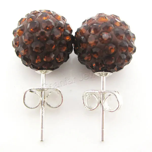 10mm Crystal Ball Earrings Stud For Women Fashion Jewelry