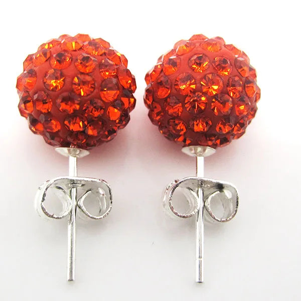 10mm Crystal Ball Earrings Stud For Women Fashion Jewelry