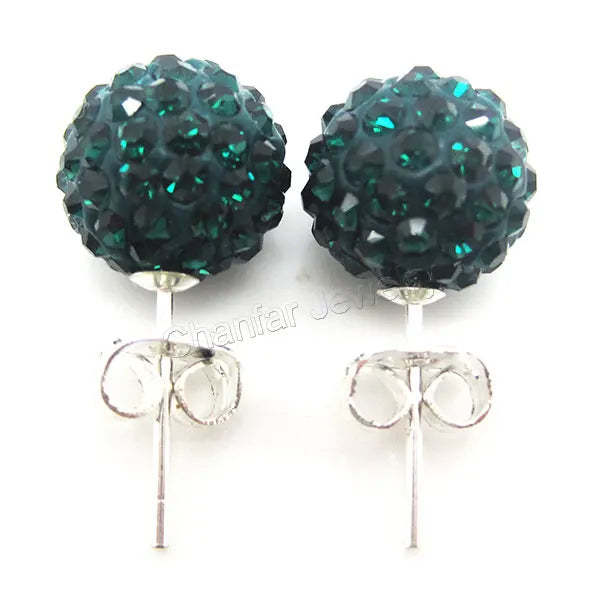10mm Crystal Ball Earrings Stud For Women Fashion Jewelry