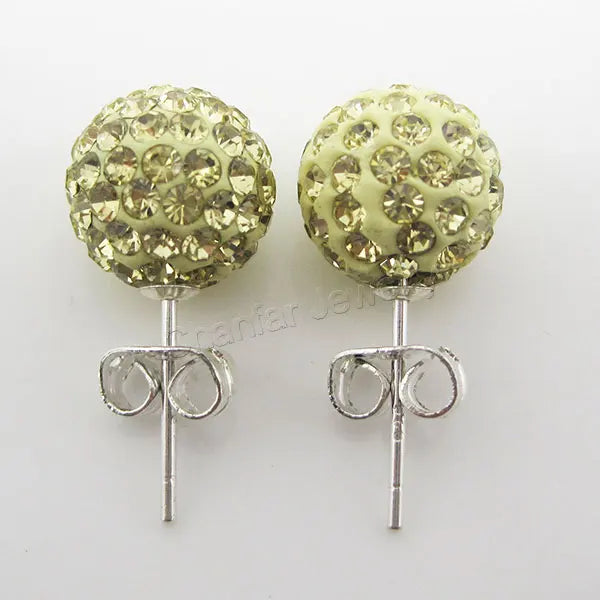 10mm Crystal Ball Earrings Stud For Women Fashion Jewelry