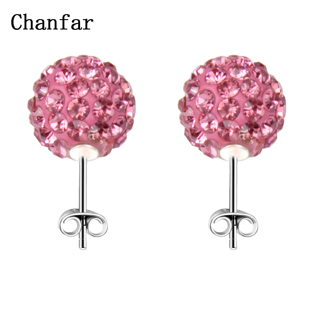 10mm Crystal Ball Earrings Stud For Women Fashion Jewelry