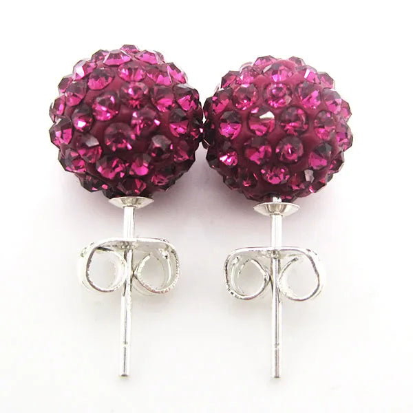 10mm Crystal Ball Earrings Stud For Women Fashion Jewelry