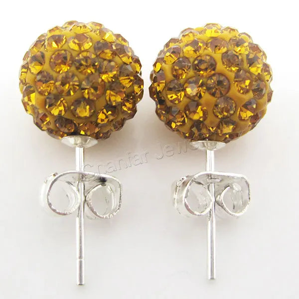10mm Crystal Ball Earrings Stud For Women Fashion Jewelry