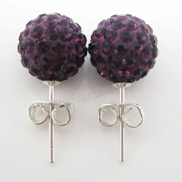10mm Crystal Ball Earrings Stud For Women Fashion Jewelry
