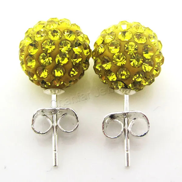 10mm Crystal Ball Earrings Stud For Women Fashion Jewelry