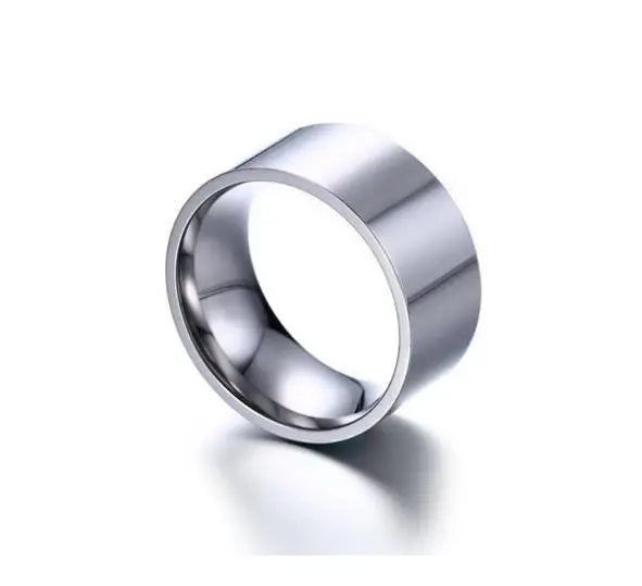 JeeMango Fashion 10mm Wide Glossy Ring For Men/Women Gold Color Stainless Steel Anniversary Party Ring Jewelry Anneau JR19159