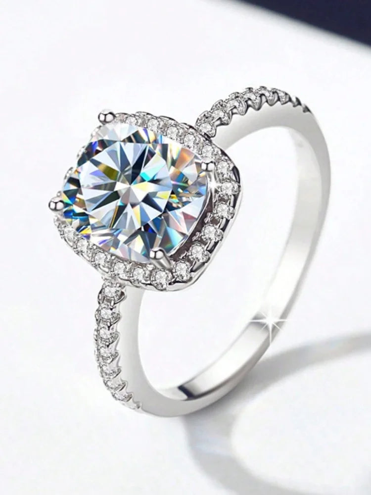 925 Sterling silver Zircon Fashion Classic Gypsophila Square Ring For Women Engagement Wedding Luxury High Quality Fine Jewelry