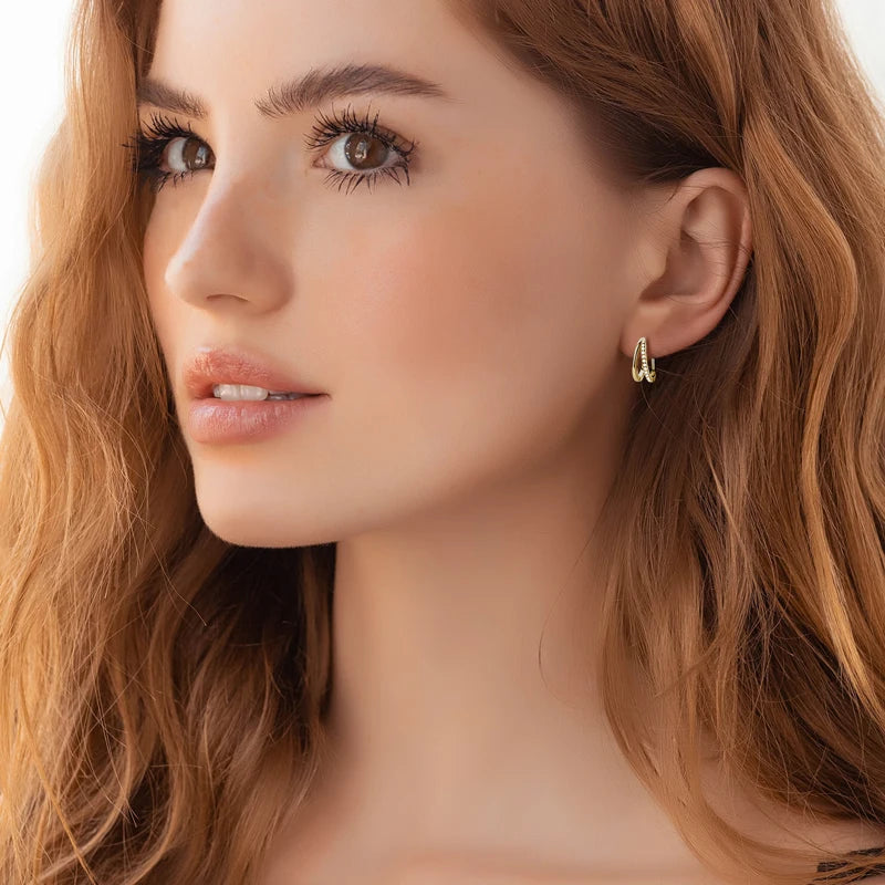 IOGOU 100% Genuine Moissanite Double Hoop Earrings for Women 925 Sterling Silver New In Trendy 2022 Engagement Jewelry Gift