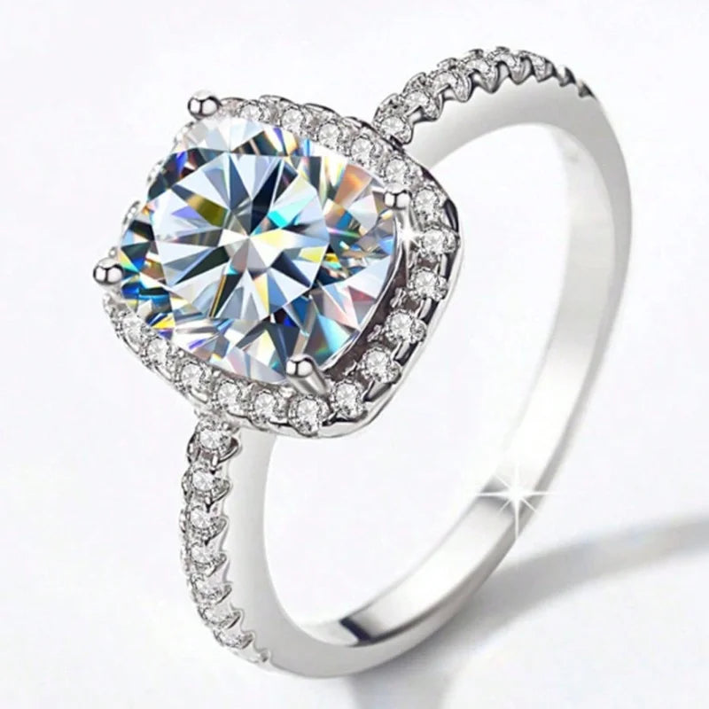 925 Sterling silver Zircon Fashion Classic Gypsophila Square Ring For Women Engagement Wedding Luxury High Quality Fine Jewelry