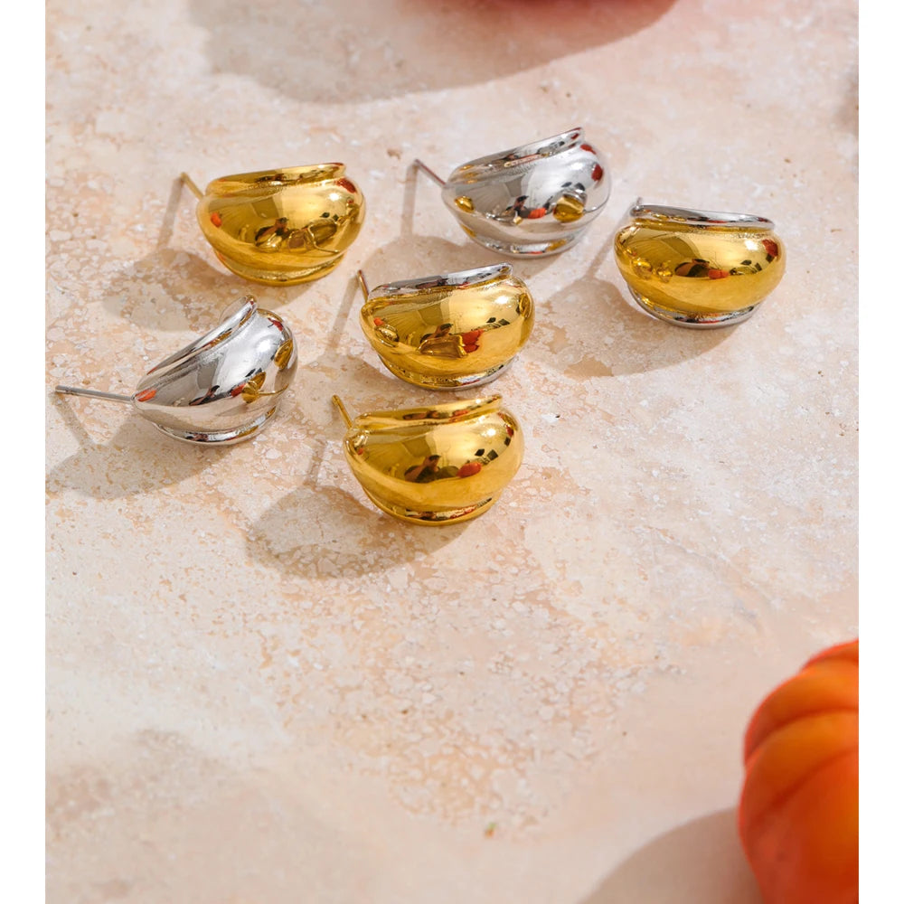 Yhpup Minimalist Smooth Stainless Steel C-Shape Huggie Earrings for Women Daily Versatile Wear Popular Jewelry Wholesale